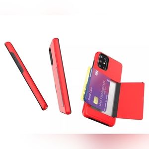 For Samsung Galaxy S22 Ultra Red Color Card Slot Cover For Samsung